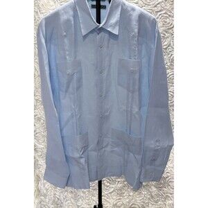 Cubavera Guayabera Shirt Light Blue 100% Linen ,Size L ,Long Sleeve